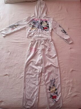 Ed Hardy Crop Sweater & Wide Leg Pants